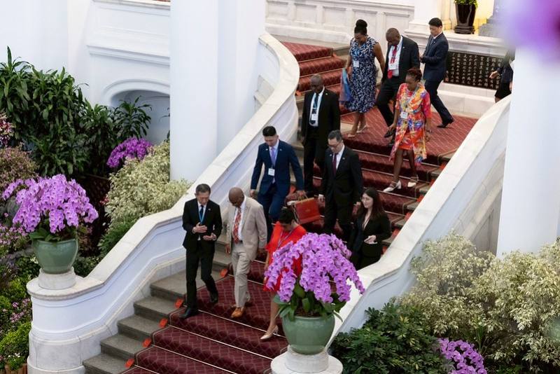 Saint Lucia Governor-General Errol Charles meets President Lai at the Presidential Office.