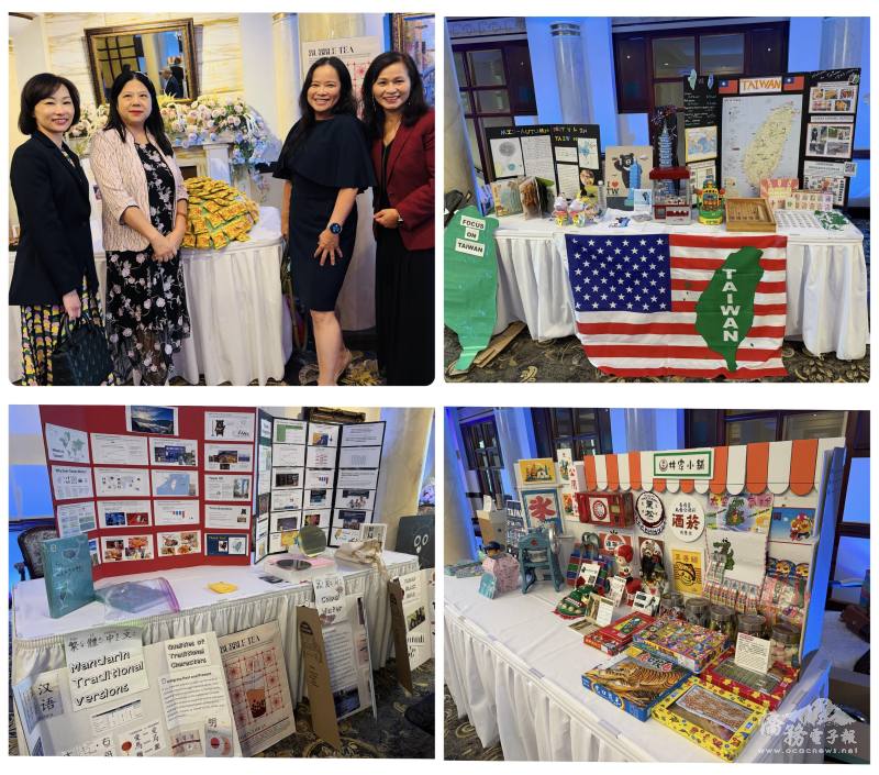 會長呂綺偉向來賓介紹創意滿滿的文化展品，包括以王子麵製作的廟會麵龜、懷舊柑仔店和學校國際日做的臺灣文化展品，勾起大家滿滿的童年回憶與文化共鳴