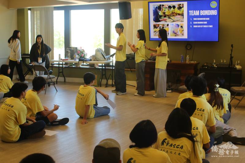 Team building activities lead by project leaders. From left: Ethan Chian, Eileen Wu, and Stella Lin.