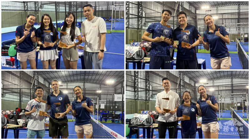 本次賽事的冠軍得主分別右上男子A組鍾謹光及Jhonny Kim；左上女子A組蕭運琪及Nary Kim；左下男子B組黃新及Johannes Fonfara以及右下混雙C組張竣傑與陳萩蓉。