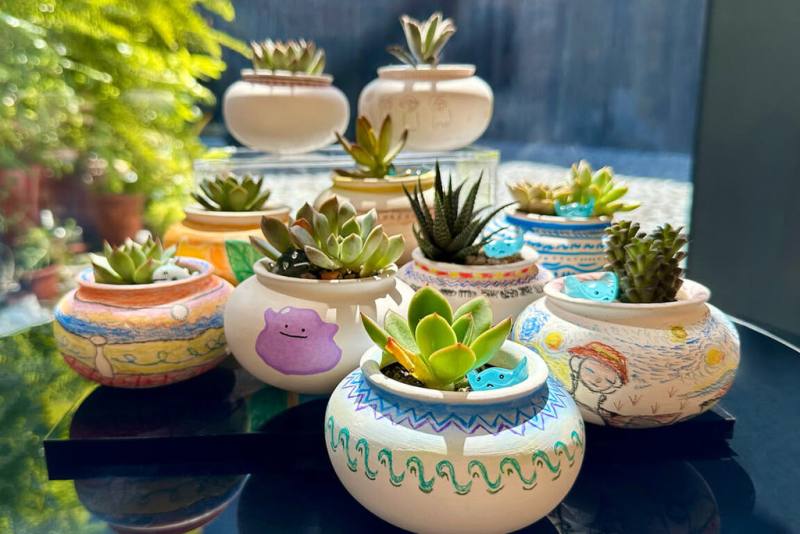 國立台灣史前文化博物館南科考古館舉辦6週年館慶，以「史前食代」為主題安排系列活動，其中規劃「史前小陶器盆栽DIY」體驗。（南科考古館提供）