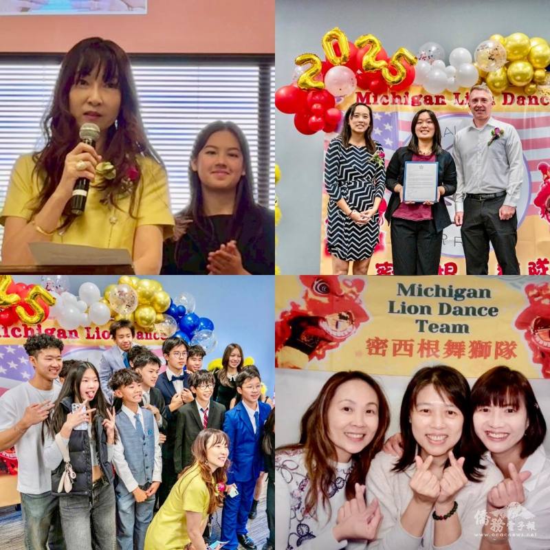 畢業隊長林楷晞回來主持頒獎典禮；去年度的義工服務由翁美津隊長帶領完成；義工家長(左到右)黃雅玲、顧家華、謝雅玲接送學生、製作道具、拍照記錄，是幕後的大功臣