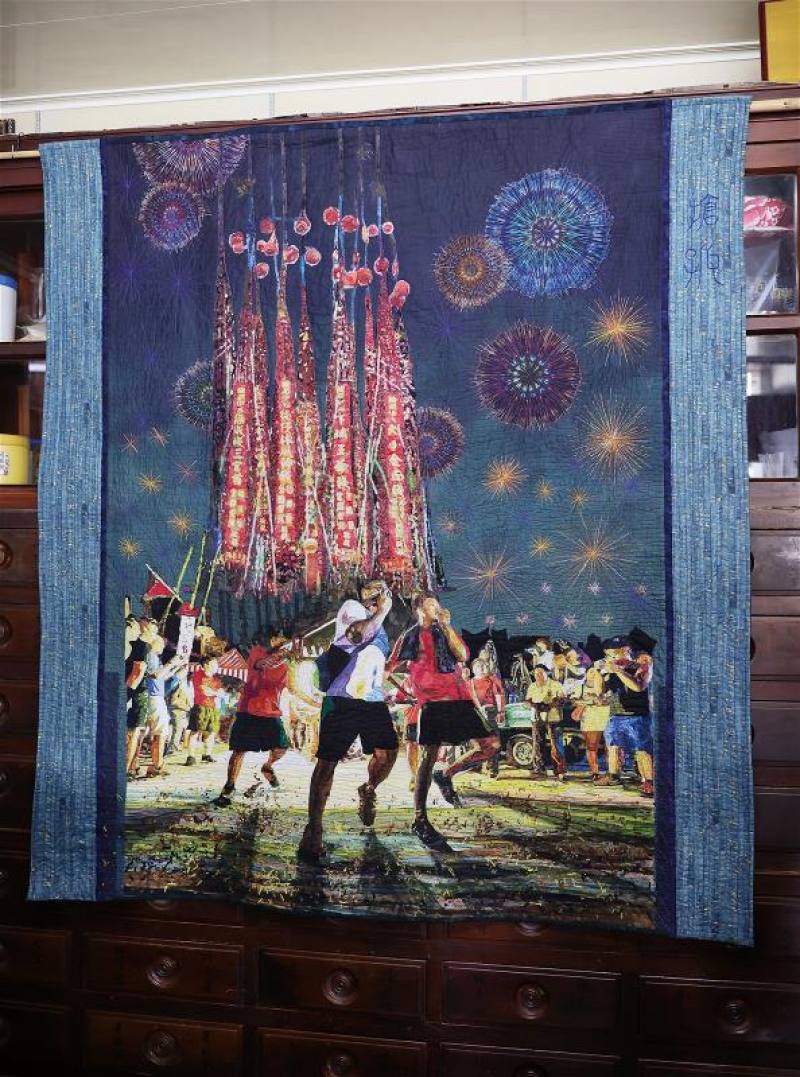 賴淑貞的拼布作品「頭城搶孤祭典」