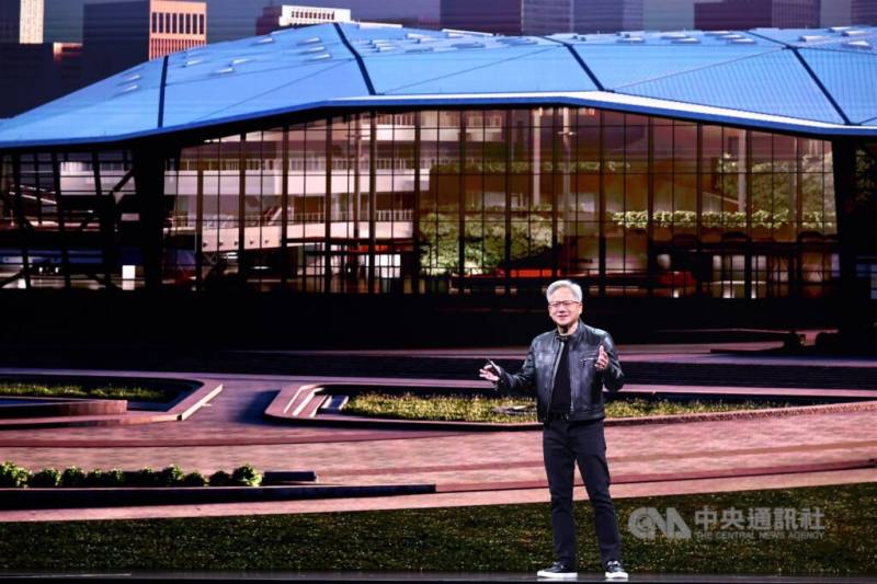 輝達執行長黃仁勳5月在台北國際電腦展的主題演說時宣布，NVIDIA Constellation將落腳台北北投士林。（中央社檔案照片）