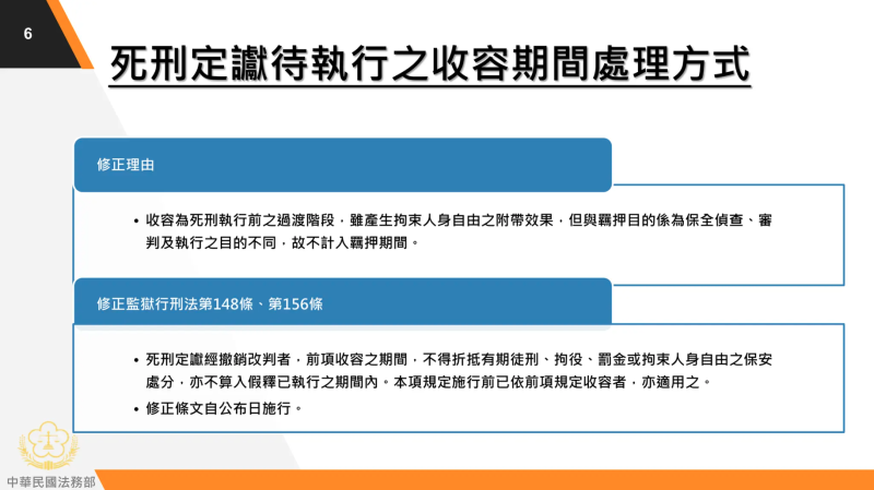 死刑定讞待執行之收容期間處理方式