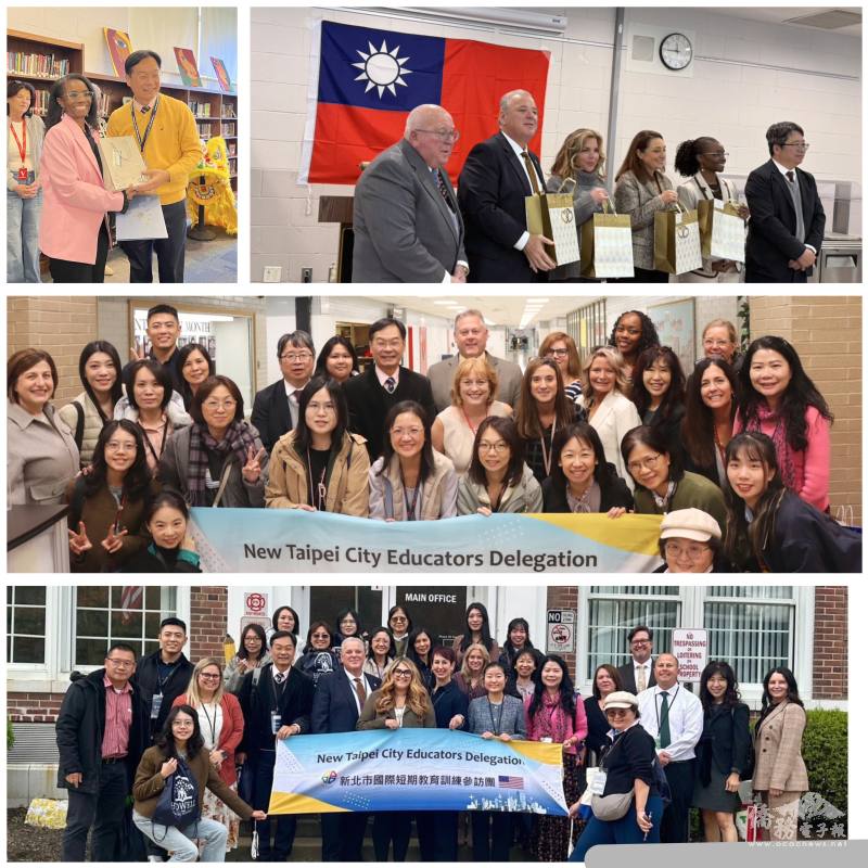 紐澤西州孟莫斯郡(Monmouth County)學區五名教育總監出席歡迎會(右上) ，弗利何市(Freehold Borough)教育總監Asia Michael希望與參訪團相互學習(左上)