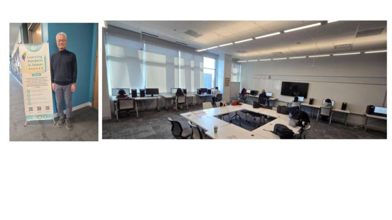 (左) Takaaki來自加州，擔任高雄總部的企業管理人員、(右) 維及尼亞州喬治梅森大學考場