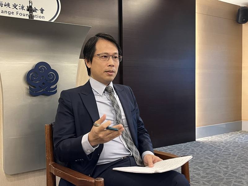 海峽交流基金會（海基會）14日下午召開背景說明會，由副秘書長黎寶文主持