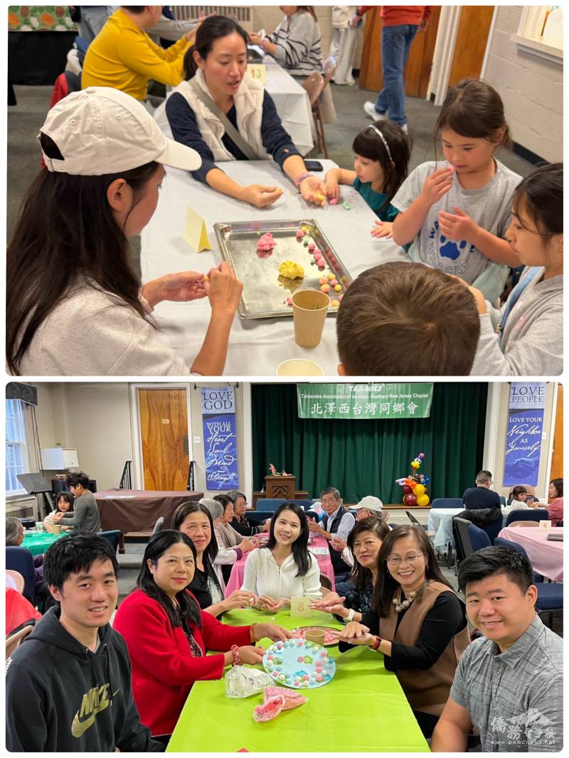 大家圍坐在桌邊開心搓湯圓，笑聲此起彼落，氣氛溫馨熱鬧