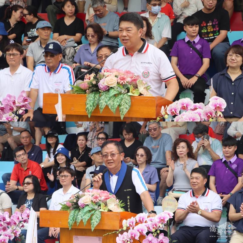 駐胡志明市辦事處處長韓國耀(上圖)與胡志明市臺灣學校校長莫恒中(下圖)致詞