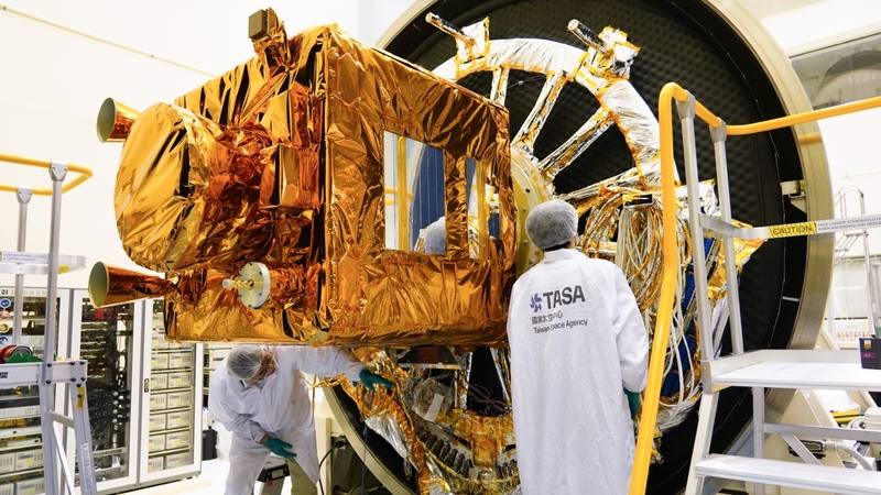 Scientists in the Formosa-8 project carry out satellite testing. Photo courtesy of the Taiwan Space Agency