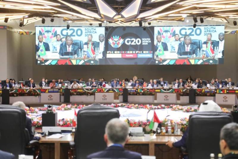 G20領袖22日在南非舉行的高峰會中通過一份宣言。（圖取自x.com/NamPresidency）
