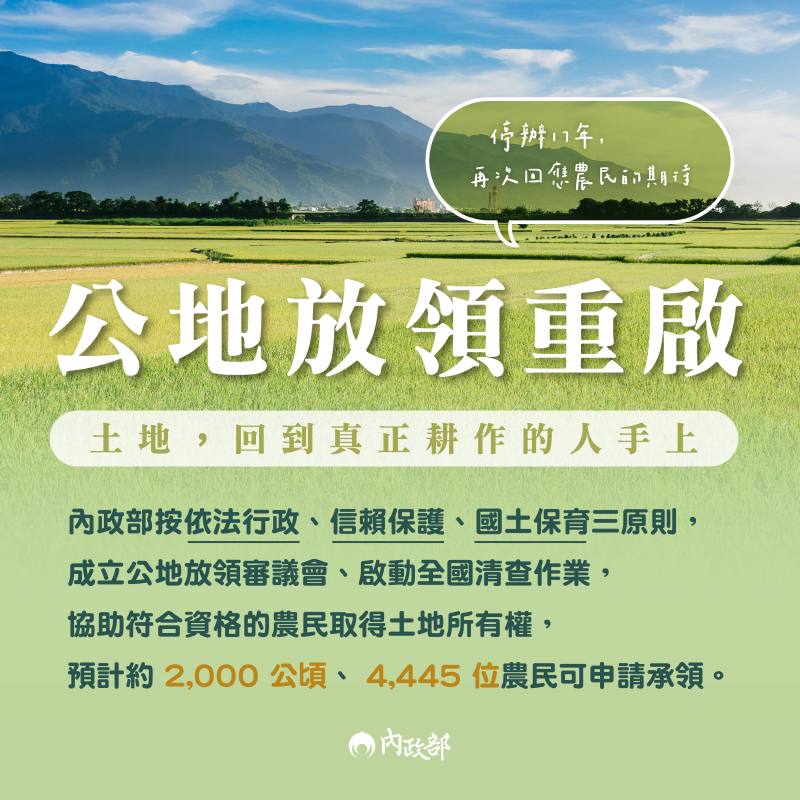 重啟公地放領政策