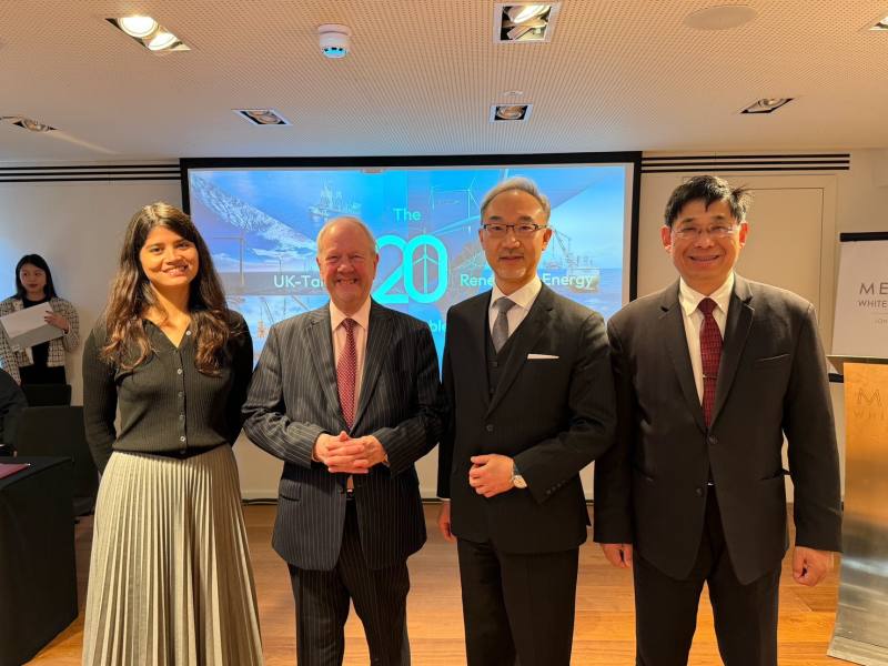 臺英再生能源合作交流於今年邁入第20週年，臺灣將持續與英國攜手推動綠能發展，共同打造永續、安全與淨零的能源新未來。