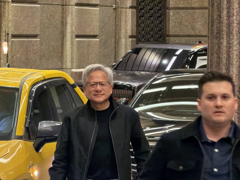 Nvidia CEO Jensen Huang appears in Taipei on Thursday. CNA photo Nov. 28, 2025