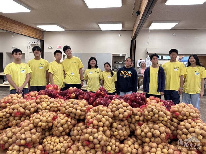 Members gathered 75 bags of potatoes to work on distribution for 140 families.