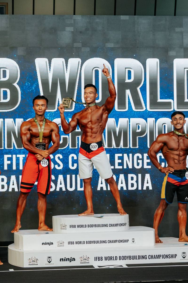 劉明毅在男子形體組170公分級項目展現完美比例與姿態，獲得裁判一致肯定，收穫個人第2面金牌