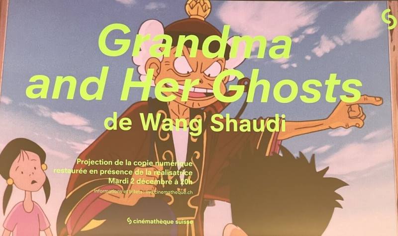 台灣動畫片「魔法阿媽」2日於瑞士放映，觀眾透過台灣經典電影了解台灣生活語言和宗教多樣性，透過電影說故事達成文化交流。（駐法國台灣文化中心提供）