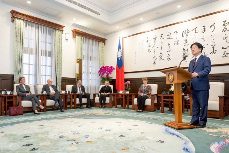 President Lai Ching-te delivers remarks at a meeting with a delegation from the National Committee on American Foreign Policy.