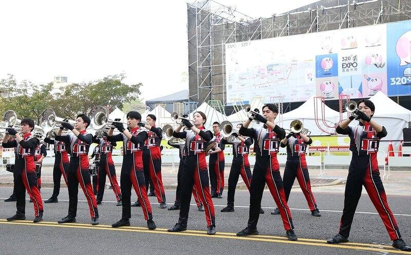The Naragaku Marching Band from Japan participates in the launching of the 2025 Chiayi City International Band Festival on Friday. Photo courtesy of the Chiayi City Government Dec. 19, 2025