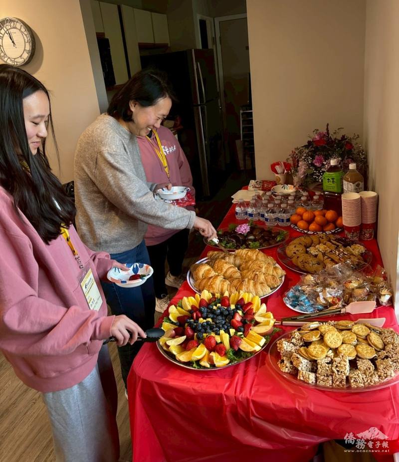 Counselors Vincent, Tina, Bright, and Chris prepare refreshments and homemade snacks for attendees, reinforcing the warm, family-like atmosphere of the FASCA community.