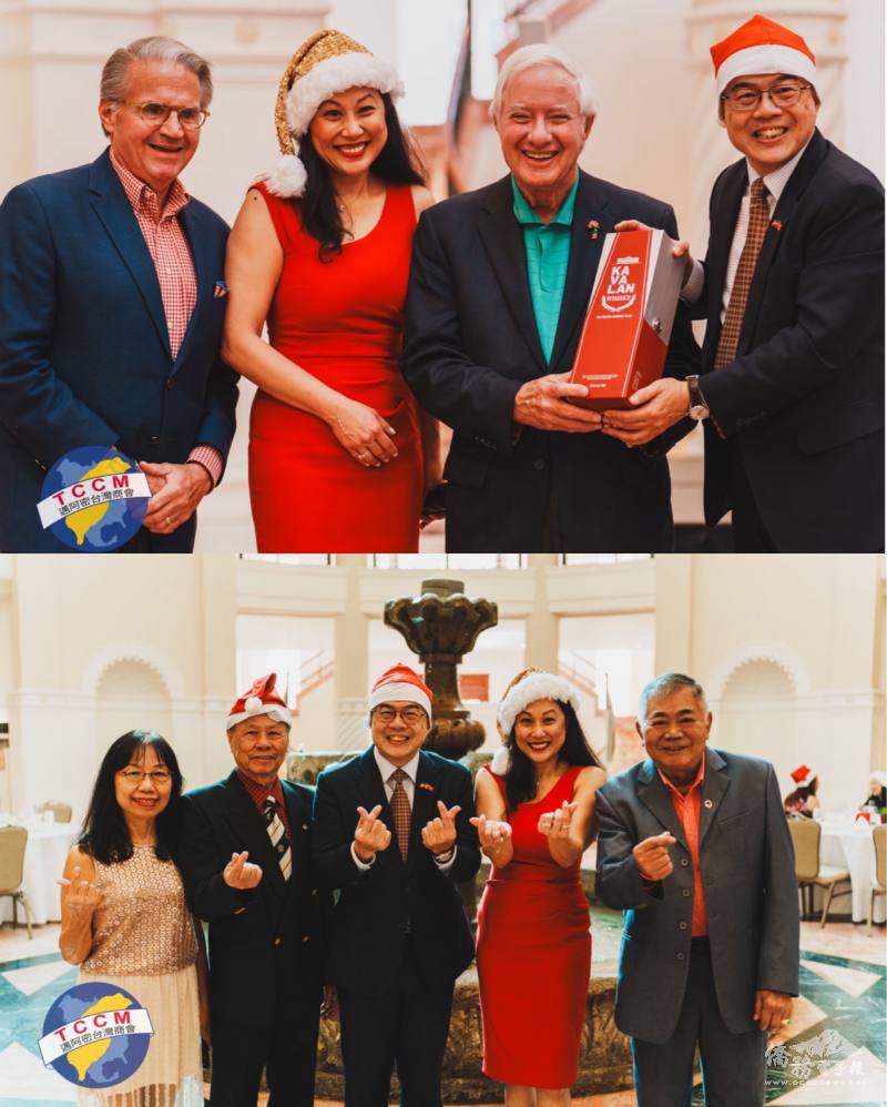 周啟宇及珊瑚閣市前市長Don Slesnik、美國安良工商會總理關永發合影情形