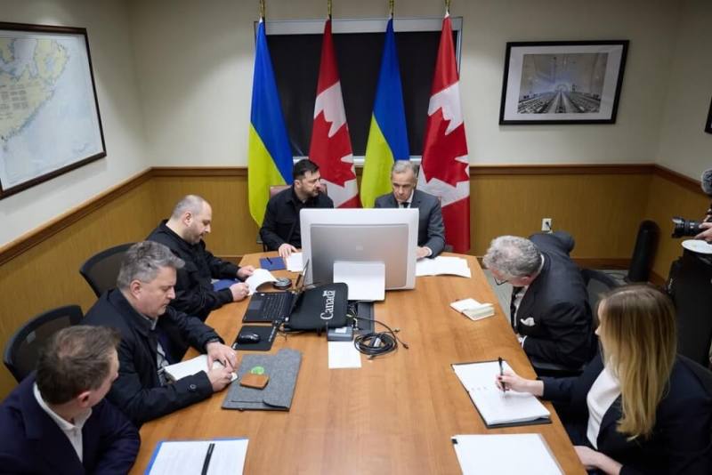 烏克蘭總統澤倫斯基（後左）27日抵達加拿大並會晤加國總理卡尼（後右）。（圖取自instagram.com/zelenskyy_official）