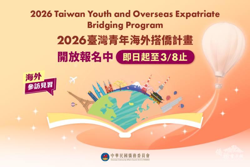 2026臺灣青年海外搭僑計畫開放報名中。