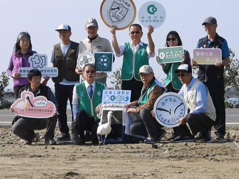 「合庫1號」在眾人祝福下回到臺南七股鹽田濕地展開新生