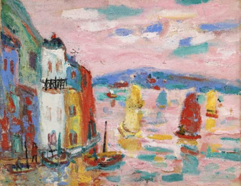 台灣前輩藝術家廖繼春逝世50週年，國立台灣美術館將在2月推出其個展「虹霓色彩樂詩：廖繼春的藝術世界」。圖為廖繼春作品「風景A」。（國美館提供）