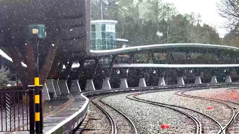 Snow blankets Alishan's Zhushan Station in Chiayi County, Taiwan, on Thursday. Photo courtesy of a private contributor