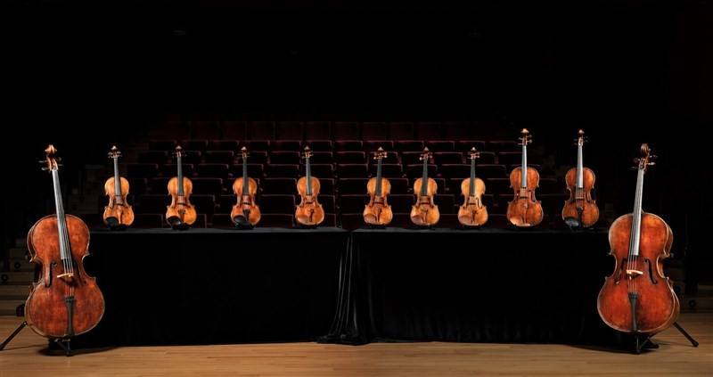 Instruments made by the Guarneri family, one of the three leading violin-making families of Italy's Cremona school. Photo courtesy of Chimei Museum