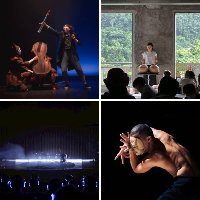 頑劇場(左上)、一公聲藝術(右上)、二律悖反協作體(左下)、微光製造(右下)等團隊將在紐文中心及臺中歌劇院、衛武營帶領下赴紐約參與APAP年會（各團隊提供）