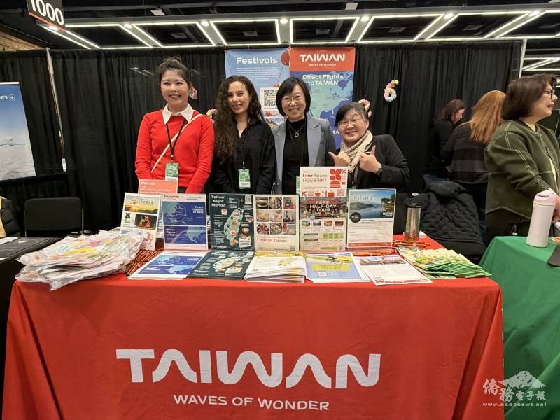 交通部觀光署駐舊金山辦事處主任李思賢（右1），駐西雅圖辦事處處長林美呈（右2）也親臨現場加油打氣