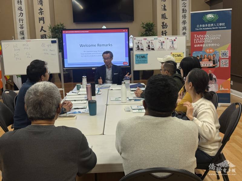 駐處處長梁毅鵬以座談方式，與學員分享華語文是世界四大古文明中唯一傳承不絶文字，鼓勵學員參與多元文化活動，增進學習效果