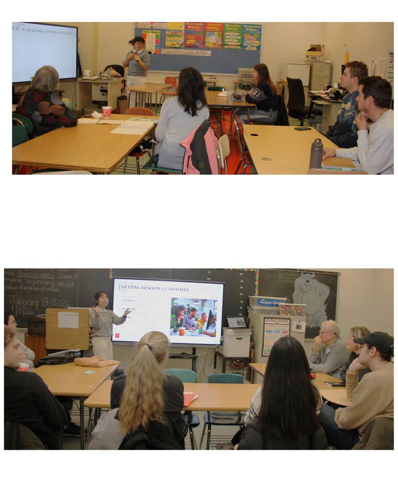 上圖：老師許千喬負責中級1班教學情形，下圖：老師黃婷琳中級2班教學中