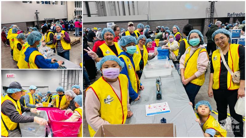 大朋友、小朋友在歡樂氣氛中士氣高昂完成食物包裝