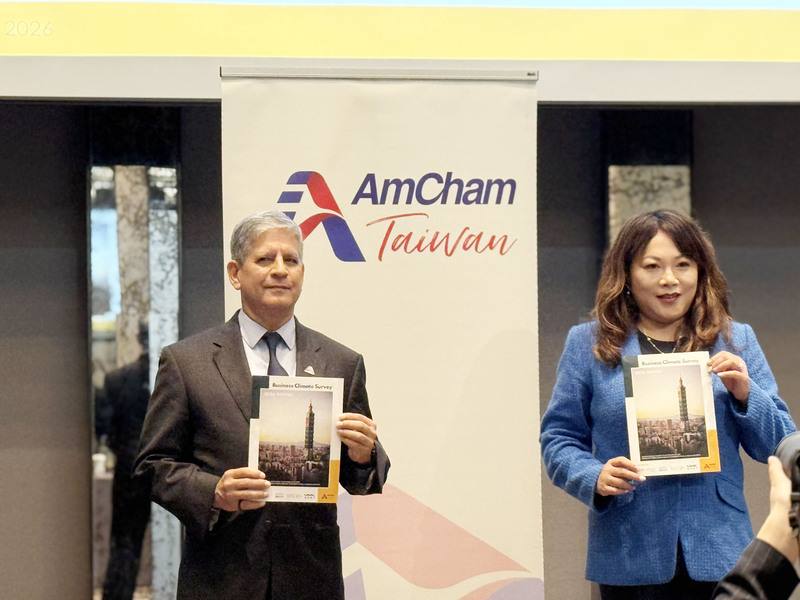 台灣美國商會27日舉行「2026年商業景氣調查」記者會，根據調查結果，逾8成美國企業看好台灣今年及3年經濟表現。中央社記者曾智怡攝