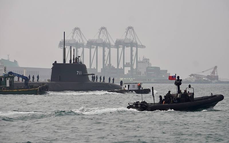 The Narwhal undergoes its sixth SAT on Monday, chaperoned by a military speedboat. CNA photo Jan. 26, 2026