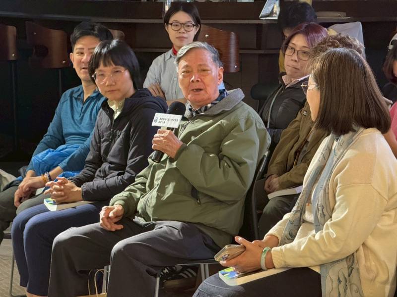 已經87歲的林業學者羅紹麟老師分享林相變更的點滴。(農業部林業及自然保育署提供)