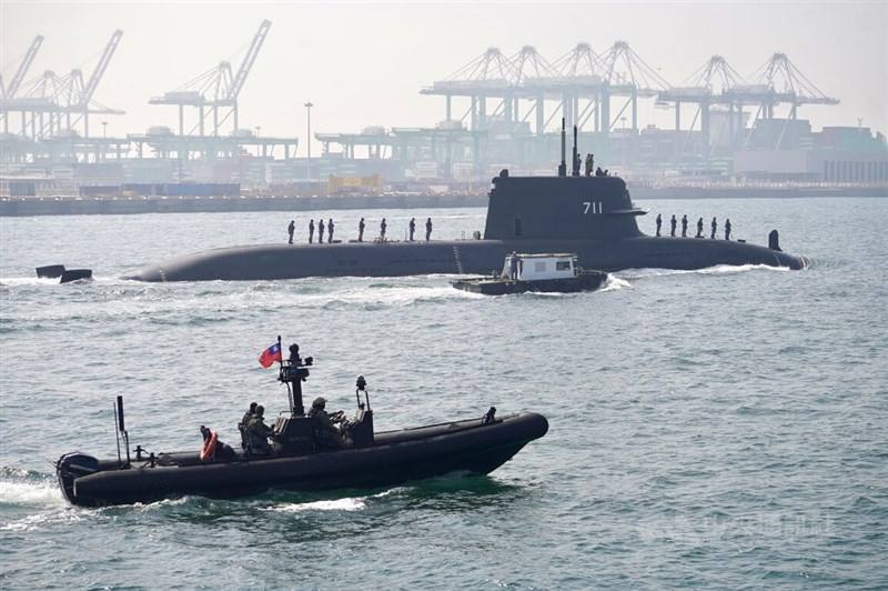 The Narwhal begins its first-ever submerged tests on Thursday, chaperoned by a military speedboat. CNA photo Jan. 29, 2026