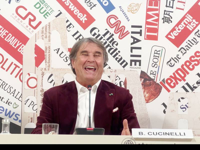 義大利頂級羊絨品牌創辦人庫奇內利（Brunello Cucinelli）3日出席羅馬外媒協會的紀錄片放映會與記者會，暢談自己的創業經營之道。