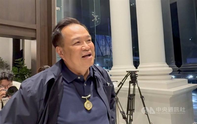 Thailand's Prime Minister Anutin Charnvirakul speaks with the press after his Bhumjaithai Party won the general election on Sunday. CNA photo