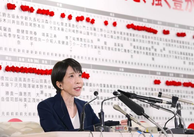 日本自由民主黨在總裁高市早苗率領下，於第51屆眾議院大選繳出亮眼成績單。（共同社）