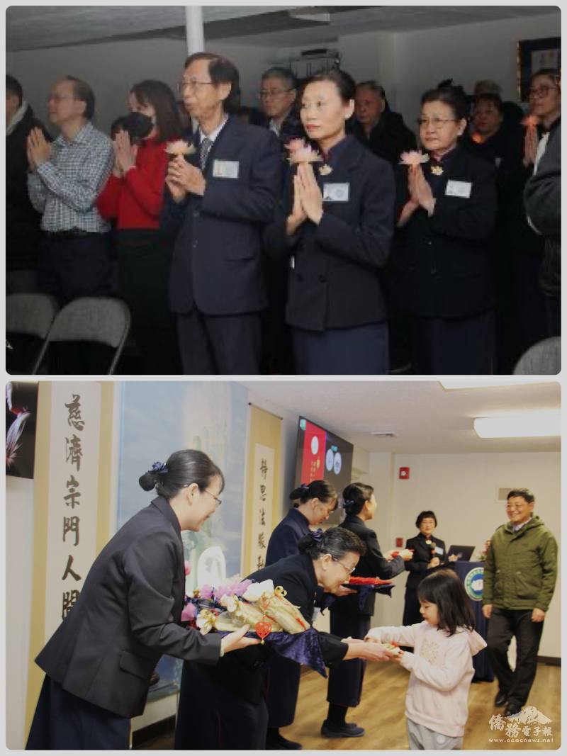 團隊手捧心燈進場(上)；贈送福慧紅包(下)