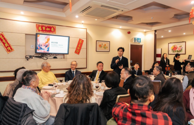 英國臺灣商會會長感謝旅英各界貴賓出席，表示商會將持續秉持設立宗旨，搭建合作平台催生更多商機交流