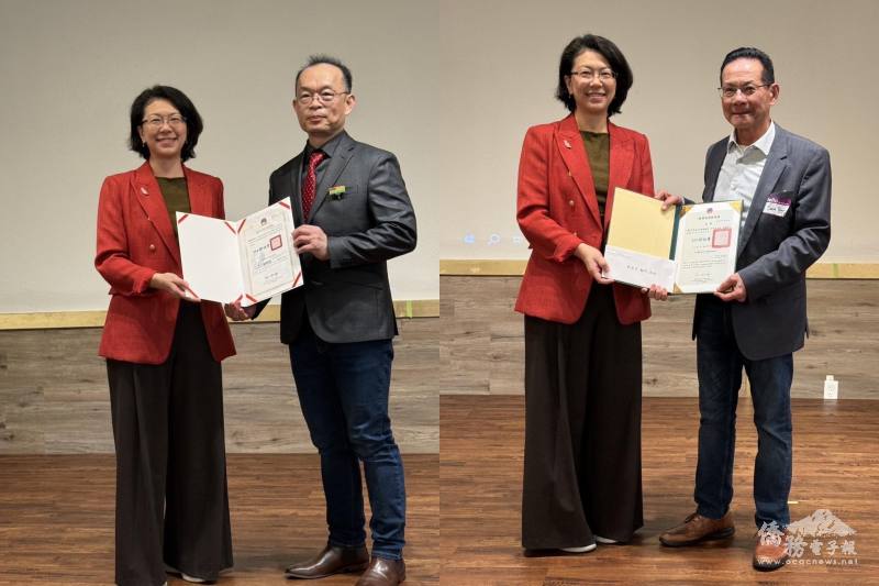 駐休士頓辦事處處長蕭伊芳頒發感謝狀及僑務顧問證書