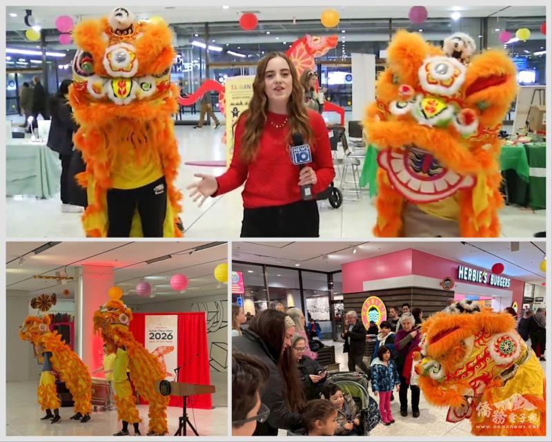 鑼鼓聲中，祥獅獻瑞表演正式為活動揭開序幕；精彩演出吸引主流媒體採訪，祥獅更近距離與民眾互動，現場驚呼與歡笑聲不斷