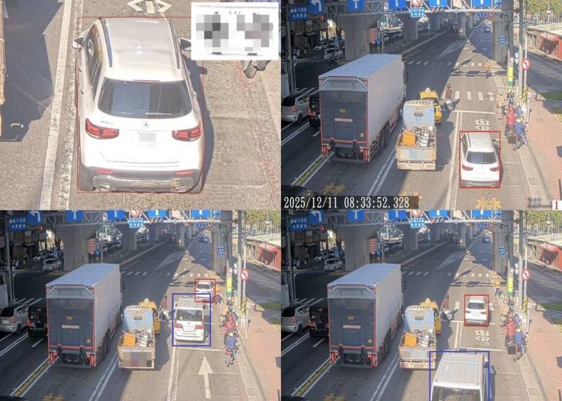 高雄市警察局首創AI辨識過濾機制，減少民眾避讓救護車遭告發。警方指出，系統開發過程有樣本蒐集困難、環境變化影響準確度，及易與相似車輛混淆等諸多難處。目前全市共25處擴大建置中。（高雄市交通警察大隊提供）