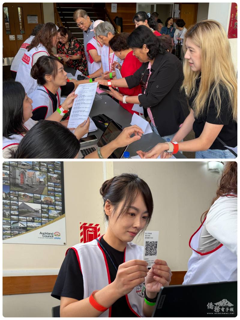 上圖：會員報到、下圖：由會員吳政龍夫婦設計會員 QR code 掃碼報到